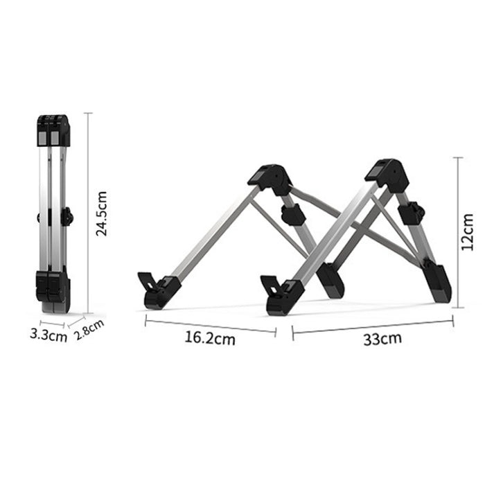 Soporte extensor de altura para computadora portátil de aleación de aluminio Soporte plegable para disipación de calor para computadora portátil, tamaño: 24,5x3,3x2,8 cm