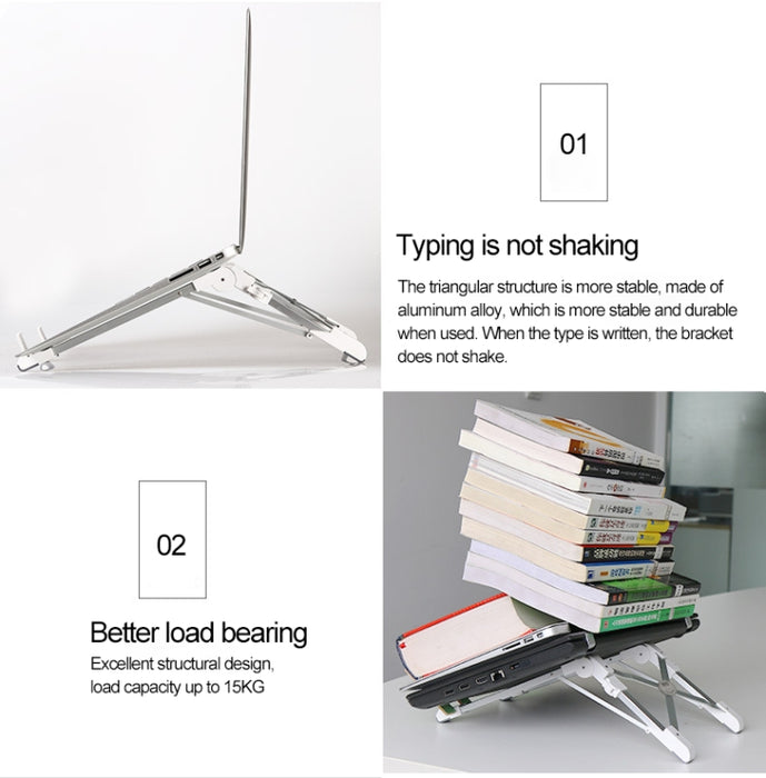 Soporte extensor de altura para computadora portátil de aleación de aluminio Soporte plegable para disipación de calor para computadora portátil, tamaño: 24,5x3,3x2,8 cm