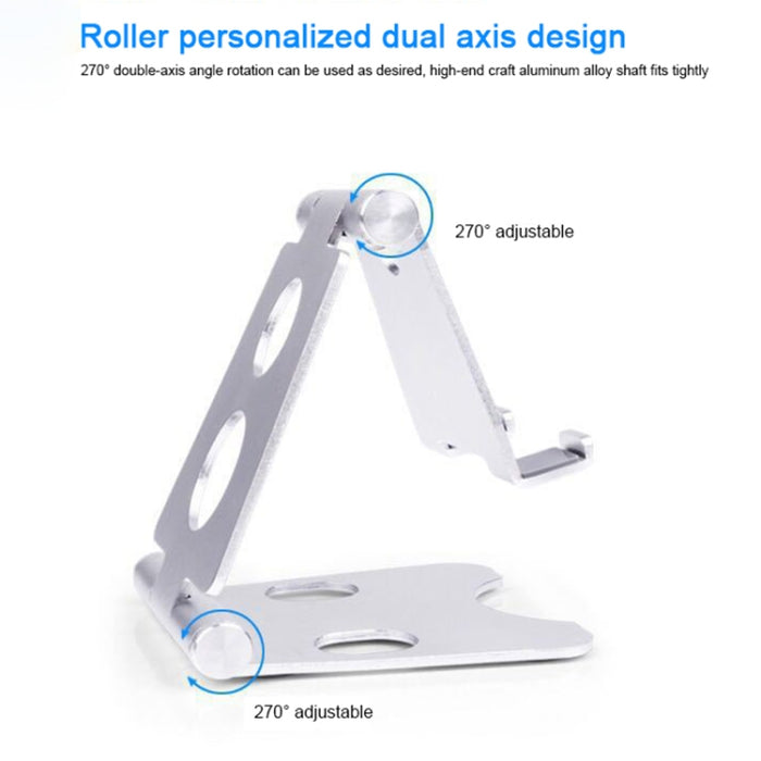 ROOSTAND R2 Soporte para tableta de escritorio móvil de aleación de aluminio Artefacto perezoso plegable doble, Tamaño: 6,4x7x9 cm