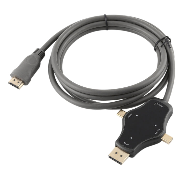 D65A Entrada DisplayPort de 1,8 m y entrada Mini DP y entrada USB-C/Tipo-C a cable adaptador de vídeo de salida HDMI 4K