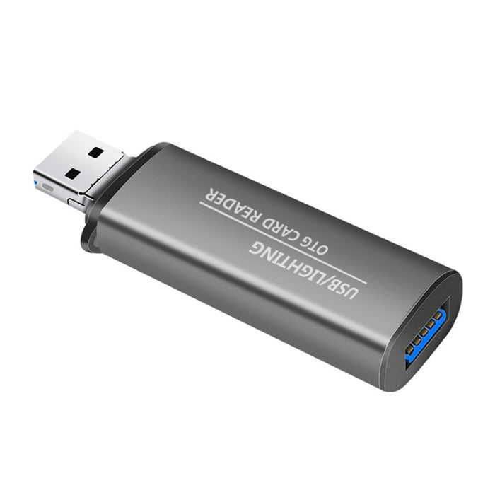 118 2 en 1 USB + Interfaces de 8 pines Disco flash USB / Tarjeta de memoria Lector de tarjetas OTG para sistema IOS Teléfono móvil / computadora