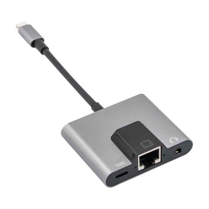 NK-1056 3 en 1 8 pines macho a 8 pines de carga + Ethernet RJ45 + adaptador hembra para auriculares de 3,5 mm