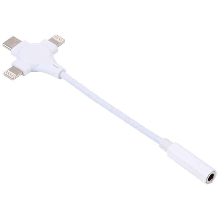 Cable adaptador de audio digital dual de 8 pines + USB-C/Tipo-C macho a hembra de 3,5 mm
