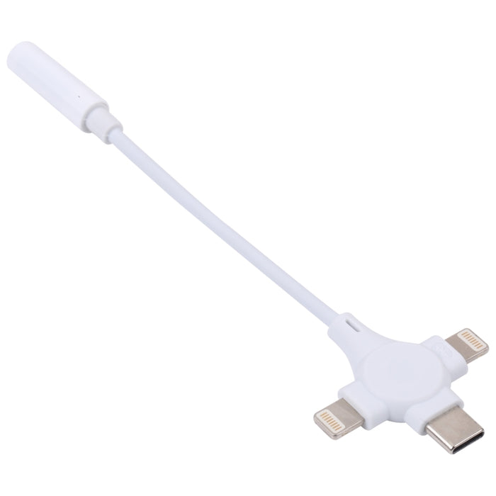 Cable adaptador de audio digital dual de 8 pines + USB-C/Tipo-C macho a hembra de 3,5 mm