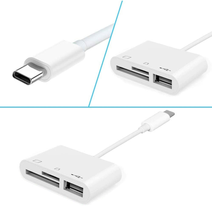 NK103TC 3 en 1 USB-C / Type-C macho a SD + TF + lector de cámara USB hembra