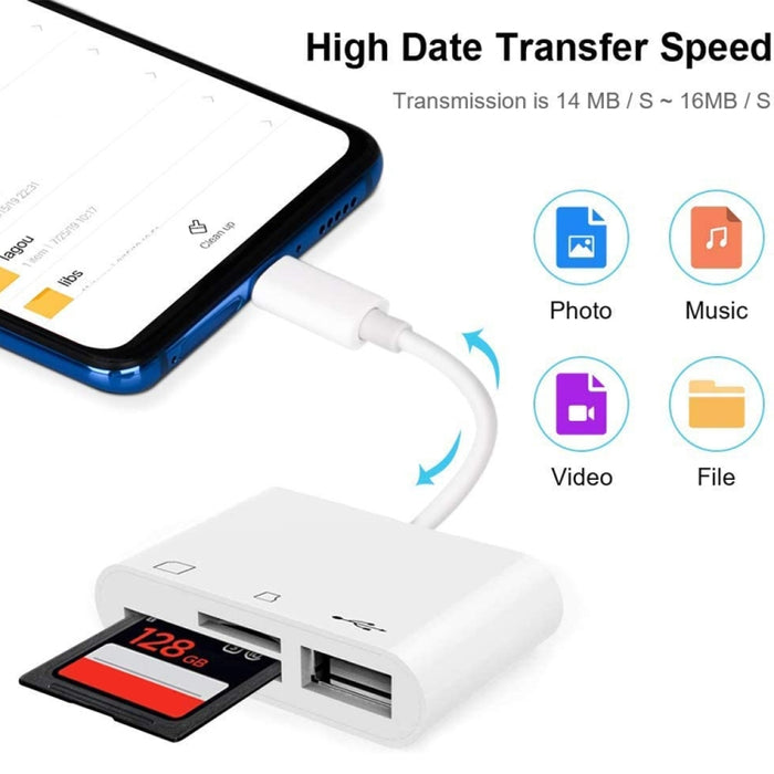 NK103TC 3 en 1 USB-C / Type-C macho a SD + TF + lector de cámara USB hembra