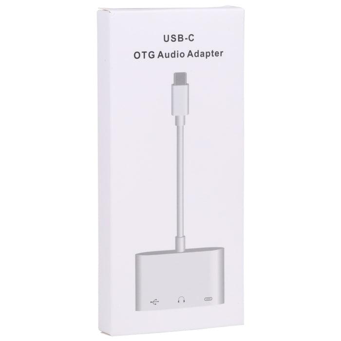 Adaptador OTG 3 en 1 USB-C / Type-C macho a Type-C + USB + hembra de 3,5 mm