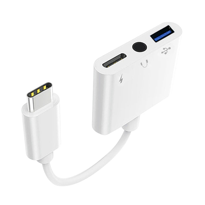 Adaptador OTG 3 en 1 USB-C / Type-C macho a Type-C + USB + hembra de 3,5 mm