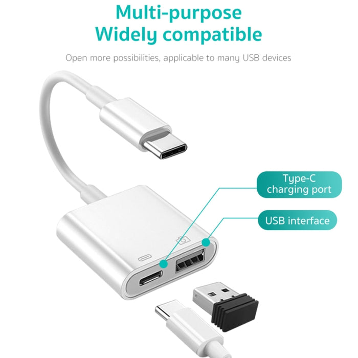 S-211 Adaptador de cámara USB-C / Type-C macho a Type-C + USB hembra 2 en 1
