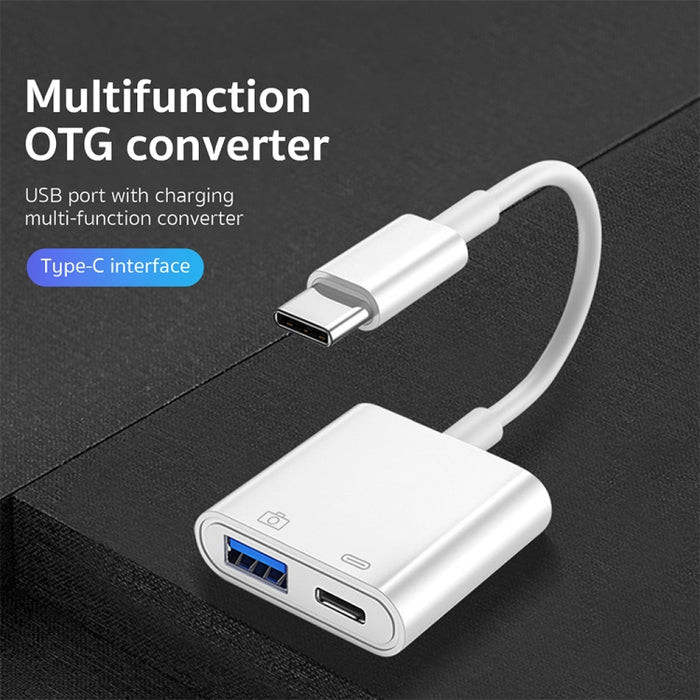 S-211 Adaptador de cámara USB-C / Type-C macho a Type-C + USB hembra 2 en 1