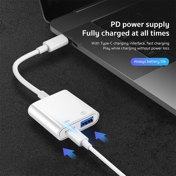 S-211 Adaptador de cámara USB-C / Type-C macho a Type-C + USB hembra 2 en 1