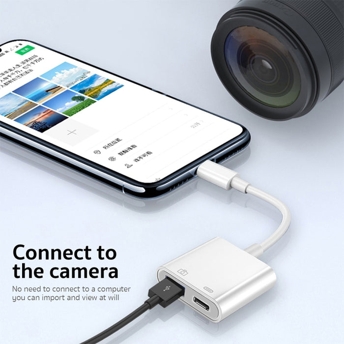 S-211 Adaptador de cámara USB-C / Type-C macho a Type-C + USB hembra 2 en 1