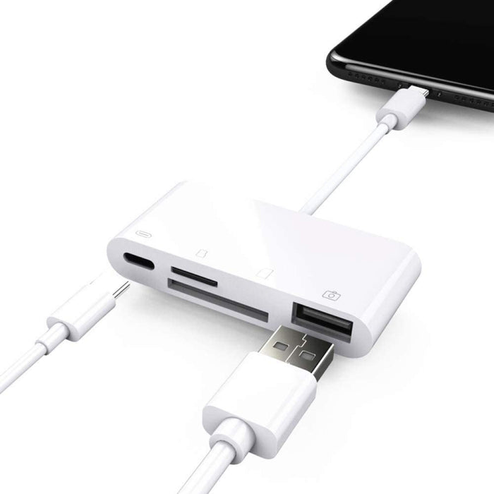 NK108LTC 4 en 1 USB-C macho a SD + TF + USB + lector de cámara hembra tipo C