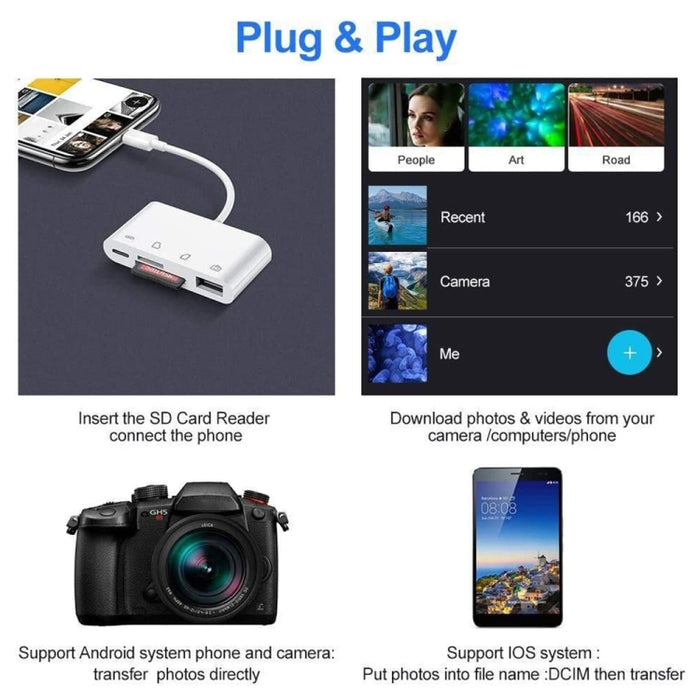 NK108LTC 4 en 1 USB-C macho a SD + TF + USB + lector de cámara hembra tipo C