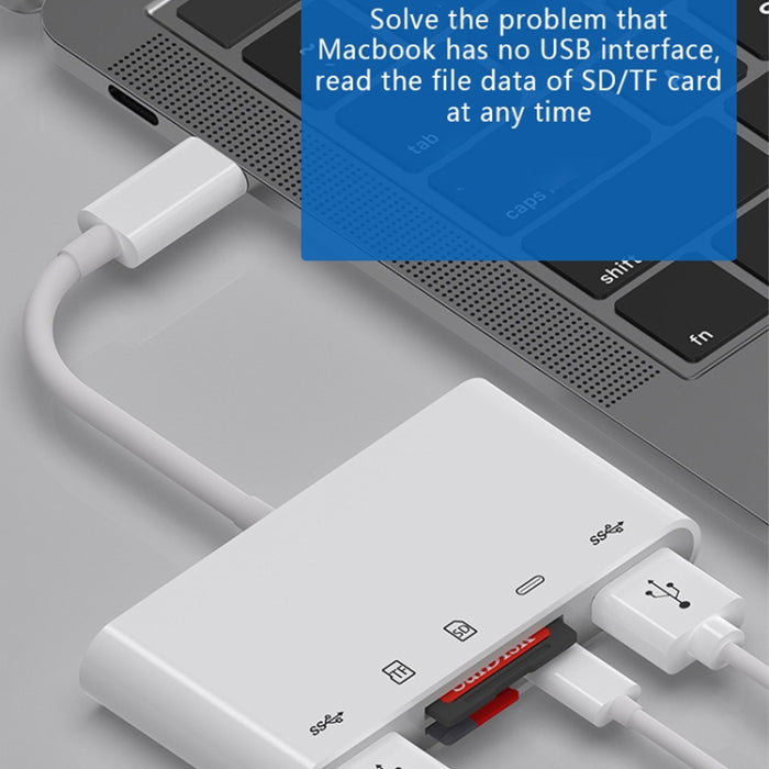 NK-1032TC 5 en 1 Adaptador USB-C Macho a SD/TF/2xUSB/Tipo-C Hembra