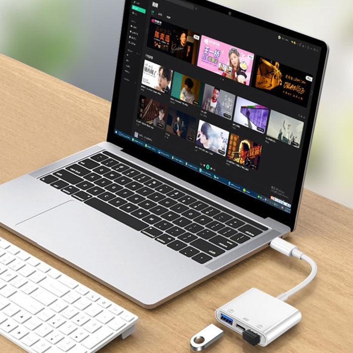 S-202 3 en 1 USB-C / Type-C macho a Type-C + 2 x USB hembra Adaptador de cámara