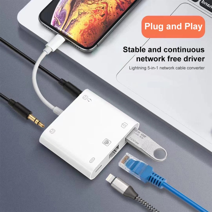 S-330 5 en 1 Adaptador macho de 8 pines a 8 pines / USB3.0 / RJ45 / 3,5 mm hembra