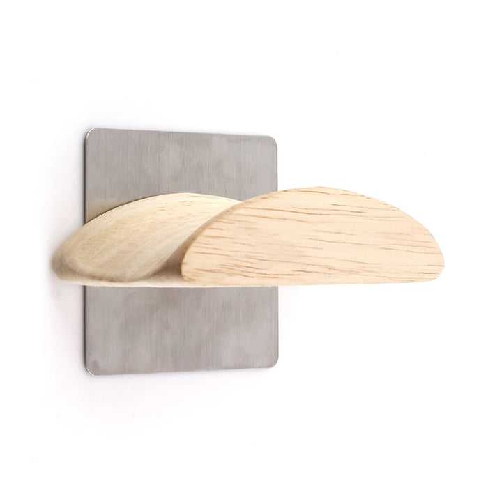 Parche cuadrado de acero inoxidable + soporte para auriculares de pared de madera maciza