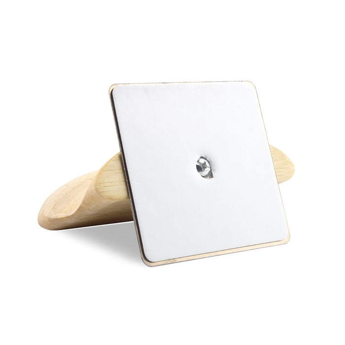 Parche cuadrado de acero inoxidable + soporte para auriculares de pared de madera maciza