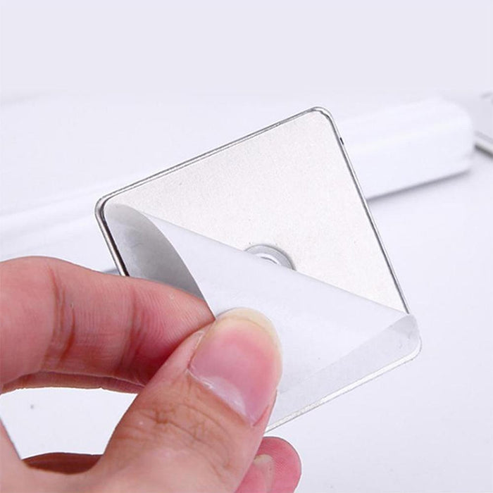 Parche cuadrado de acero inoxidable + soporte para auriculares de pared de madera maciza