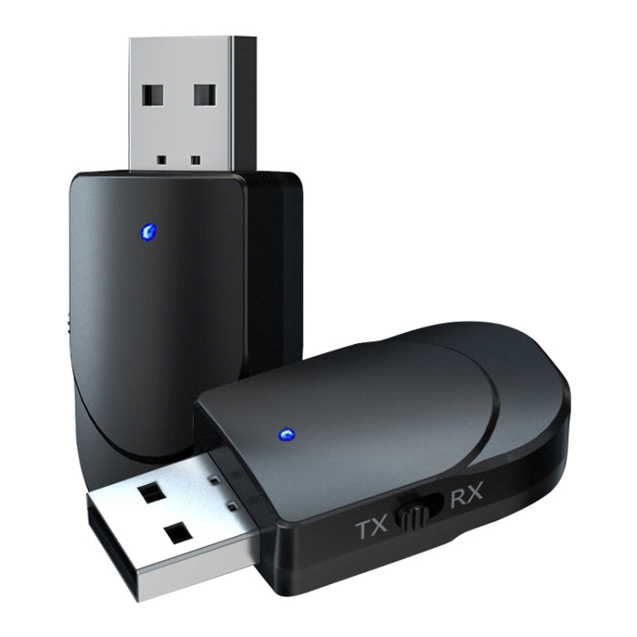KN330 3 en 1 Adaptador USB Bluetooth 5.0 Receptor y transmisor de audio con botón de interruptor e interfaz AUX de 3,5 mm