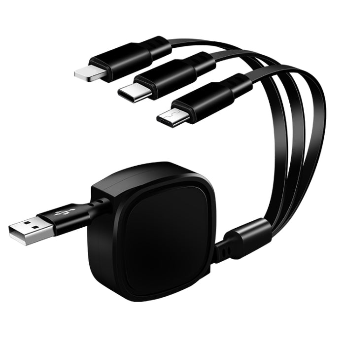 1,2 m 3,5 A máx. 3 en 1 USB a USB-C / Type-C + 8 pines + cable de carga retráctil micro USB