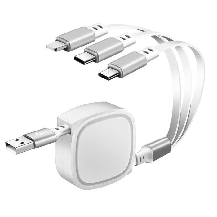 1,2 m 3,5 A máx. 3 en 1 USB a USB-C / Type-C + 8 pines + cable de carga retráctil micro USB