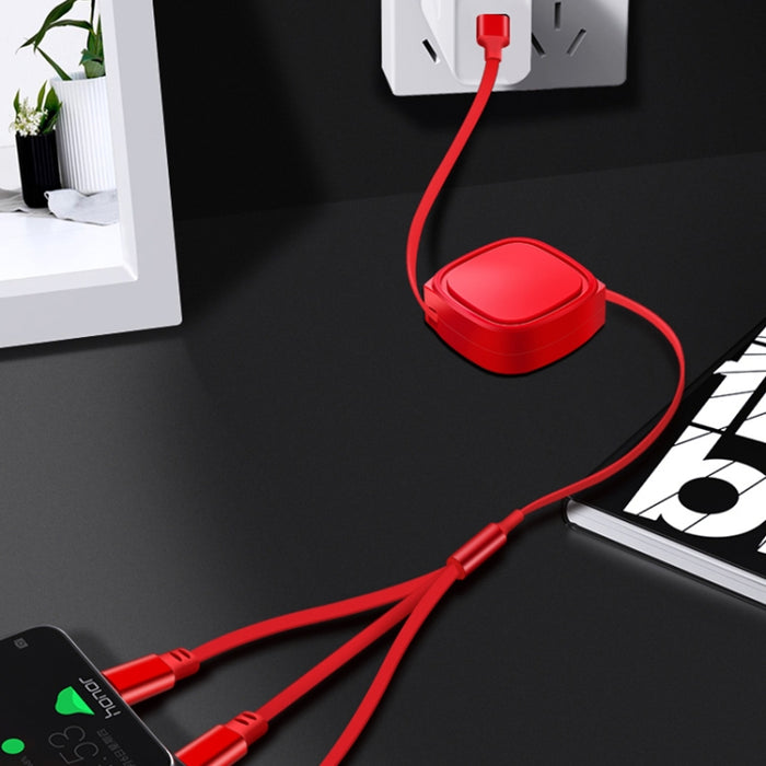 1,2 m 3,5 A máx. 3 en 1 USB a USB-C / Type-C + 8 pines + cable de carga retráctil micro USB