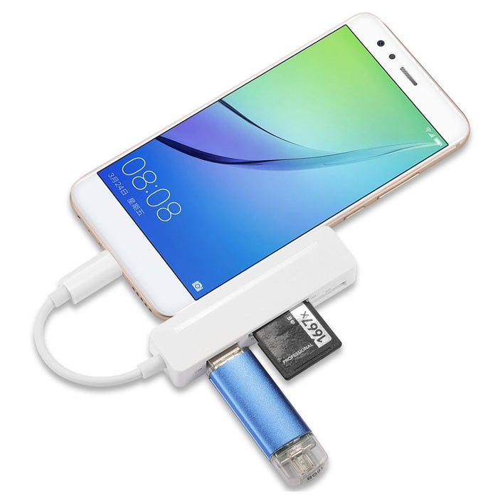 Lector de tarjetas multifunción 4 en 1 MS + SD + TF + USB2.0 para dispositivos tipo C