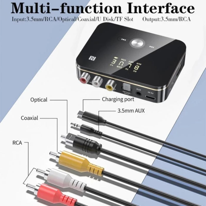 M8 NFC 2 en 1 NFC Receptor Transmisor de Audio Coaxial Óptico Bluetooth 5.0 con Pantalla Digital