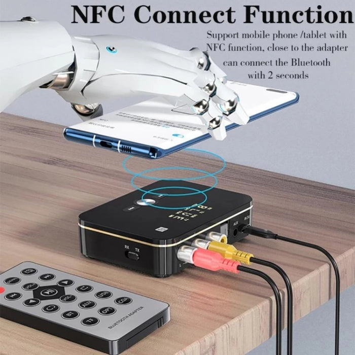 M8 NFC 2 en 1 NFC Receptor Transmisor de Audio Coaxial Óptico Bluetooth 5.0 con Pantalla Digital