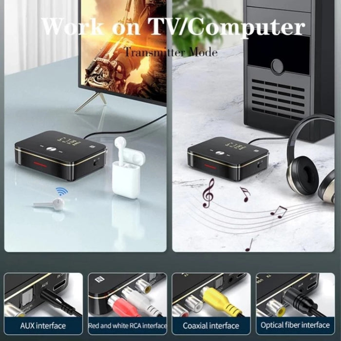 M8 NFC 2 en 1 NFC Receptor Transmisor de Audio Coaxial Óptico Bluetooth 5.0 con Pantalla Digital