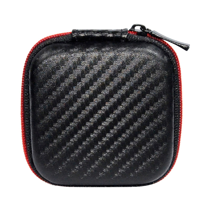 Caja receptora portátil de textura de fibra de carbono para auriculares con cargador de cable de datos KZ