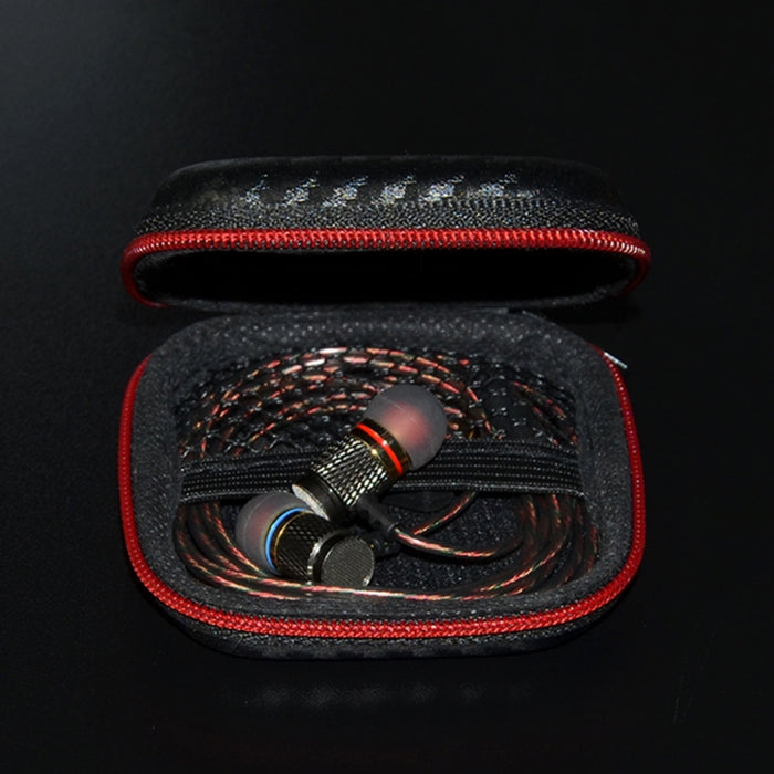 Caja receptora portátil de textura de fibra de carbono para auriculares con cargador de cable de datos KZ