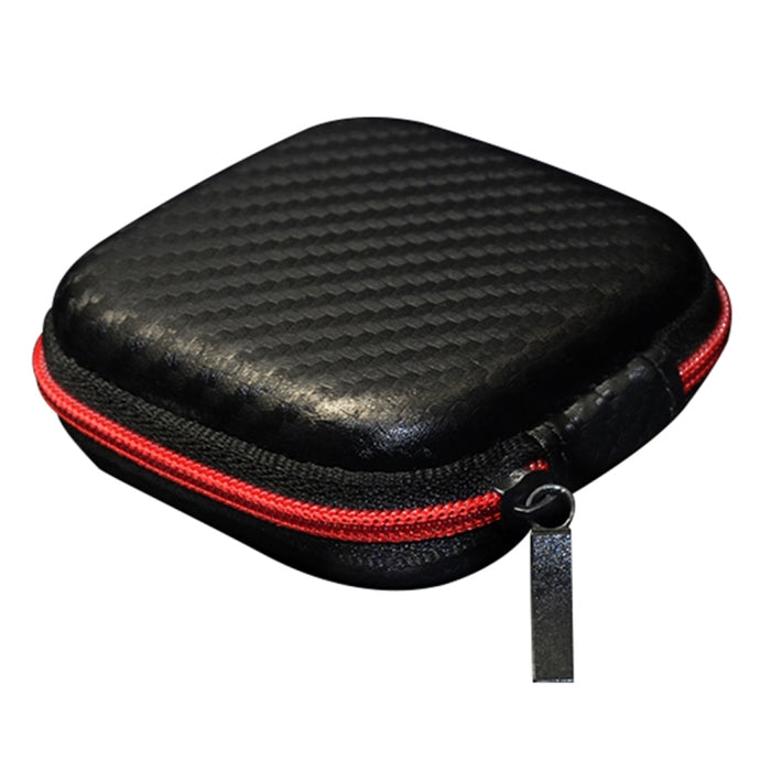 Caja receptora portátil de textura de fibra de carbono para auriculares con cargador de cable de datos KZ