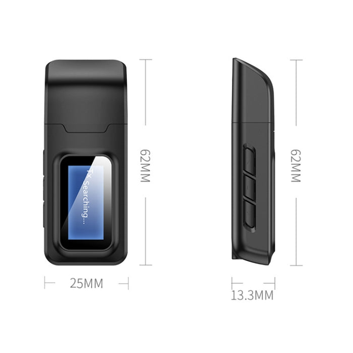 T11B 2 en 1 USB Bluetooth 5.0 Transmisor y receptor Adaptador de audio con pantalla LCD