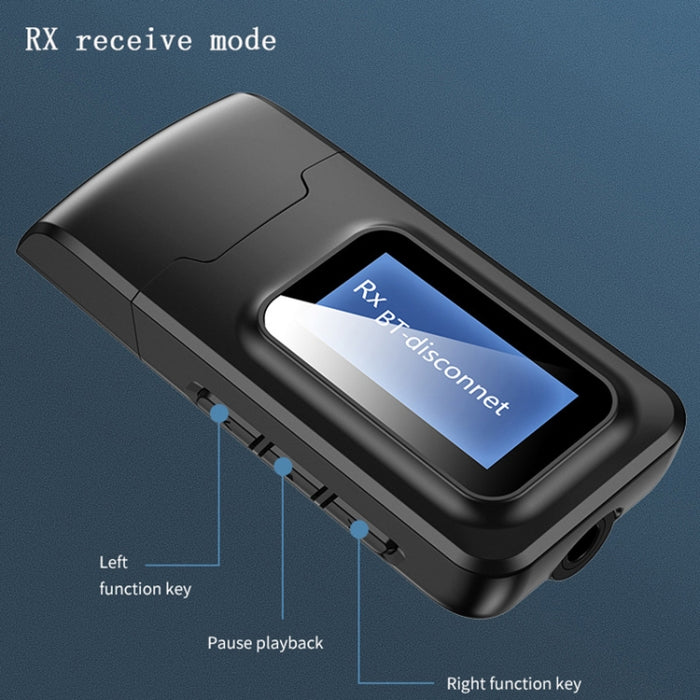 T11B 2 en 1 USB Bluetooth 5.0 Transmisor y receptor Adaptador de audio con pantalla LCD