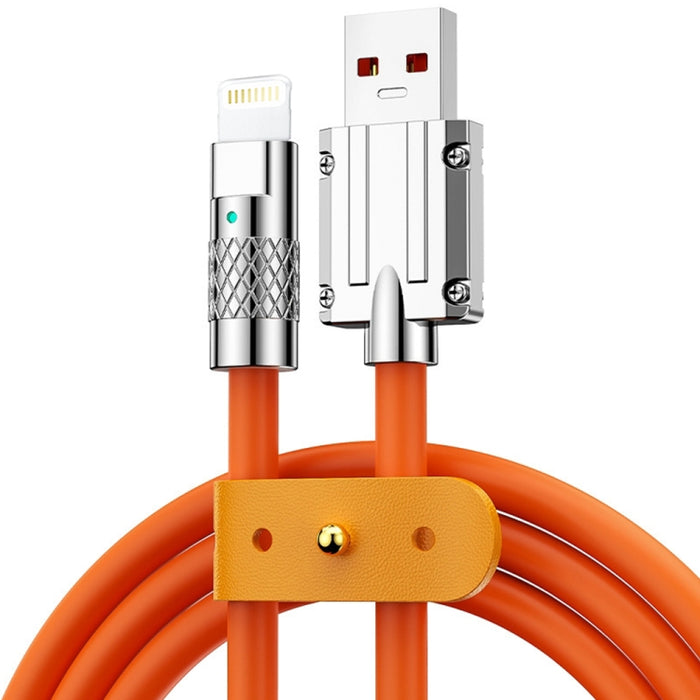 Mech Series 6A 120W USB a cable de datos de carga rápida de silicona con enchufe metálico de 8 pines, longitud: 1,2 m