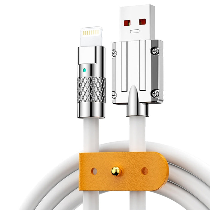 Mech Series 6A 120W USB a cable de datos de carga rápida de silicona con enchufe metálico de 8 pines, longitud: 1,2 m