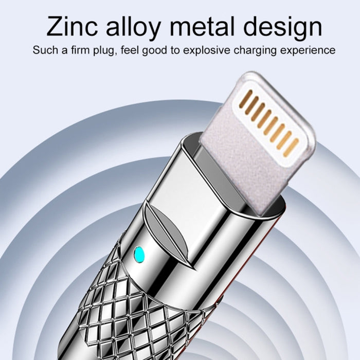 Mech Series 6A 120W USB a cable de datos de carga rápida de silicona con enchufe metálico de 8 pines, longitud: 1,2 m