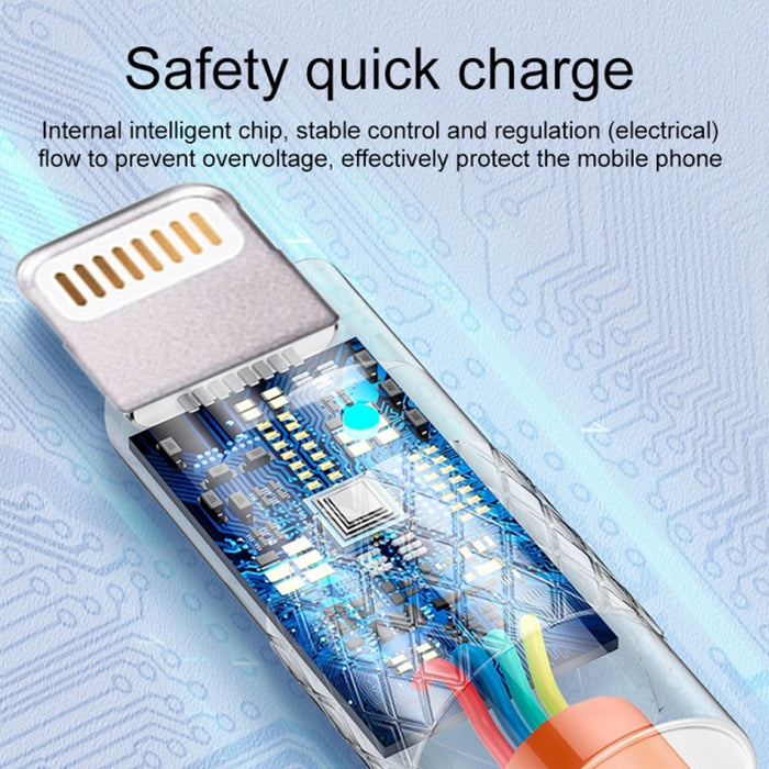 Mech Series 6A 120W USB a cable de datos de carga rápida de silicona con enchufe metálico de 8 pines, longitud: 1,2 m