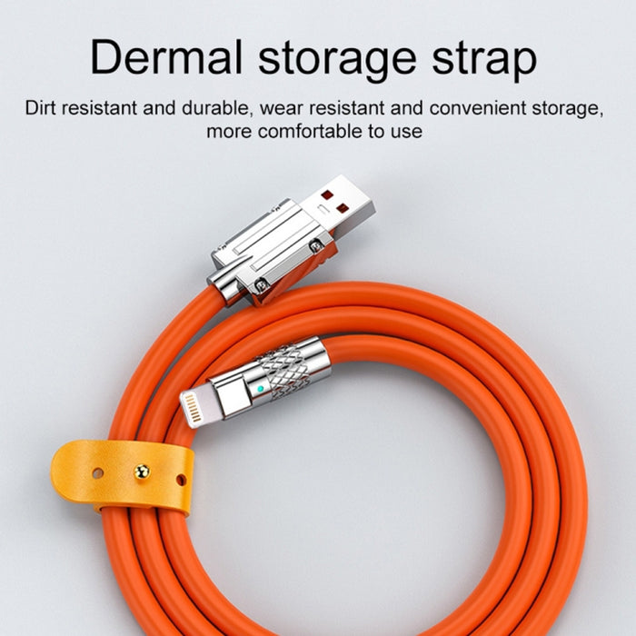 Mech Series 6A 120W USB a cable de datos de carga rápida de silicona con enchufe metálico de 8 pines, longitud: 1,2 m