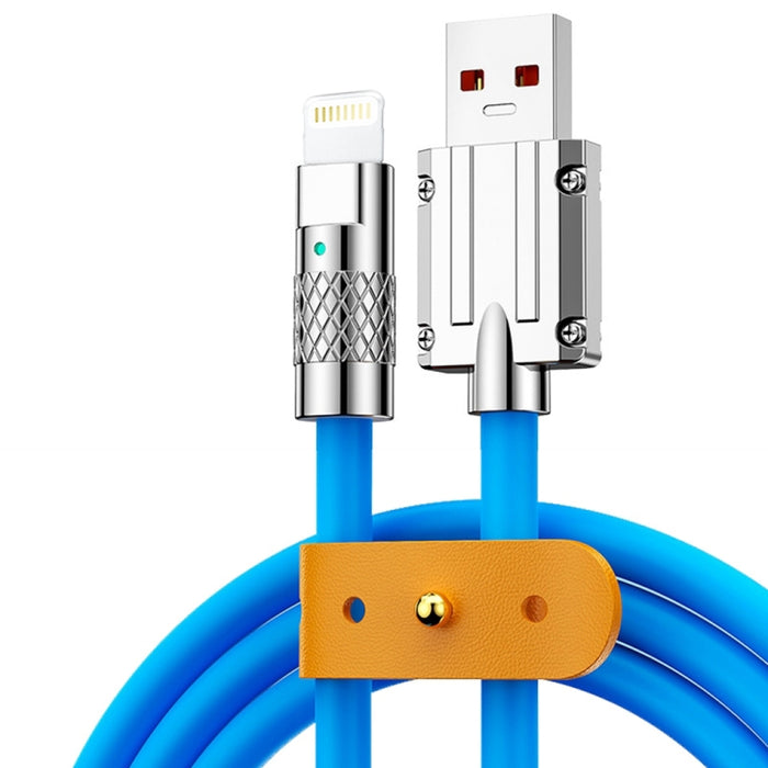 Mech Series 6A 120W USB a cable de datos de carga rápida de silicona con enchufe metálico de 8 pines, longitud: 1,8 m