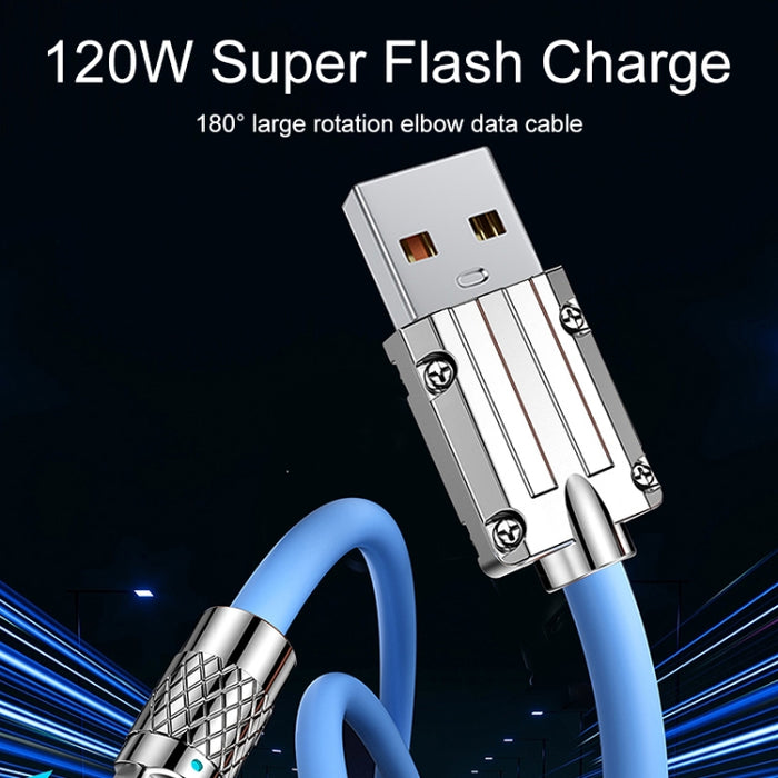 Mech Series 6A 120W USB a 8 pines Cable de carga rápida con enchufe metálico de 180 grados, longitud: 1,2 m