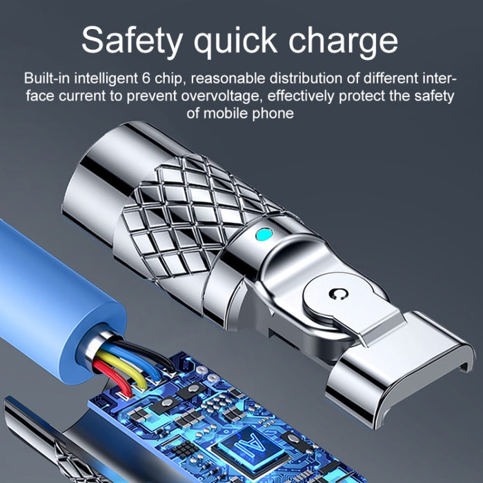 Mech Series 6A 120W USB a 8 pines Cable de carga rápida con enchufe metálico de 180 grados, longitud: 1,2 m