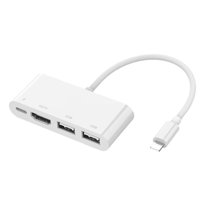 75216 4 en 1 Convertidor de video HD de 8 pines a HDMI + Carga de 8 pines + 2 puertos USB