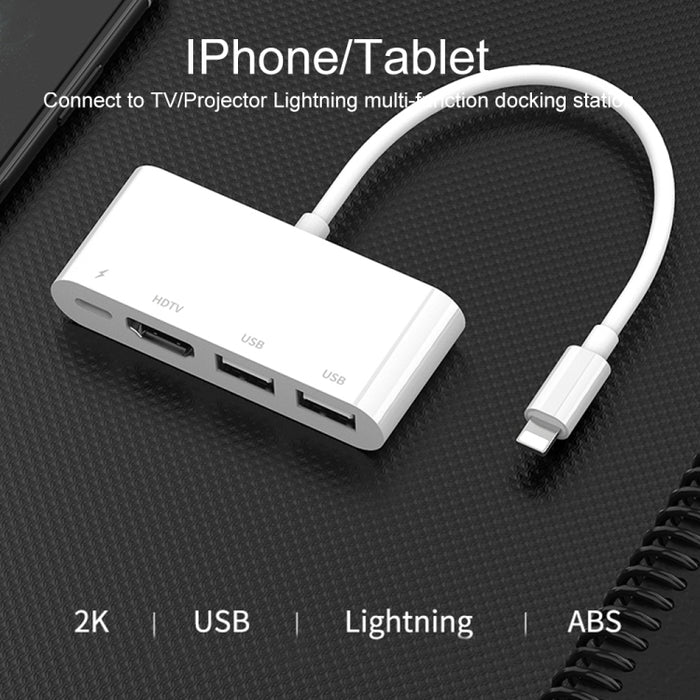 75216 4 en 1 Convertidor de video HD de 8 pines a HDMI + Carga de 8 pines + 2 puertos USB