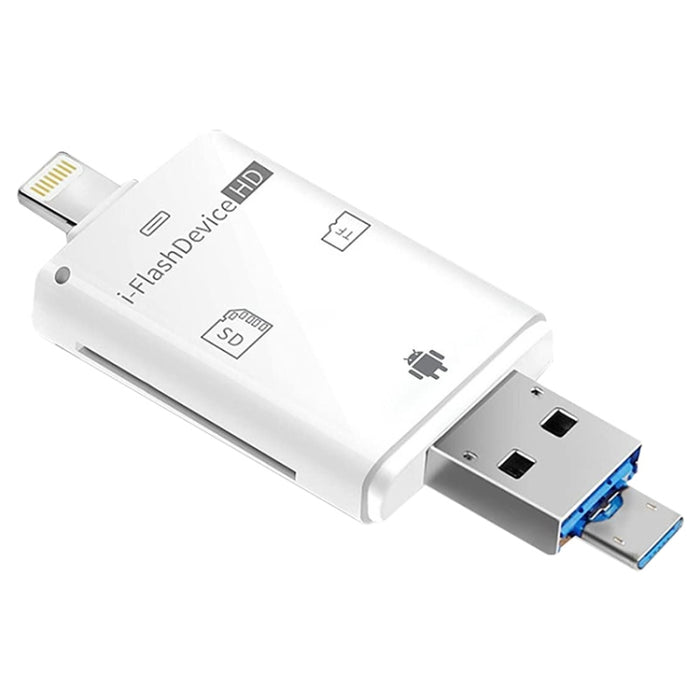 NK-208 Lector de tarjetas TF / SD i-Flash 3 en 1 para dispositivos de 8 pines + USB 2.0 + Micro USB (negro)