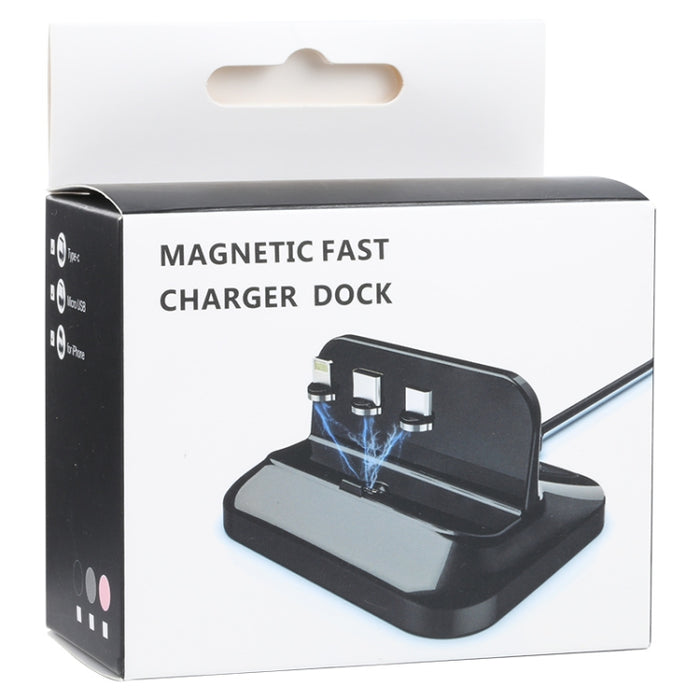 XBX-02 3 en 1 8 pines + USB-C / Type-C + Base de carga magnética con enchufe micro USB