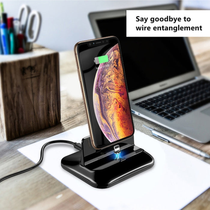 XBX-02 3 en 1 8 pines + USB-C / Type-C + Base de carga magnética con enchufe micro USB